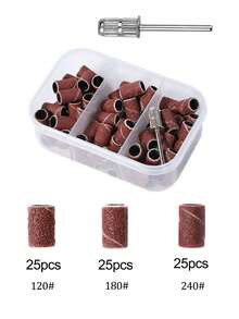 100 piezas/caja Juego de bandas de lijado con eje de metal Brocas de taladro de uñas para esmalte de uñas, gel, eliminación de piel muerta y callosidades, bandas abrasivas, cortador, múltiples colores y especificaciones disponibles, suministros para uñas, herramientas para uñas, herramientas de arte de uñas, de vuelta a la escuela, uñas, herramientas para uñas postizas - Rosa Fucsia - Ver 10