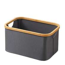 1pc Uncovered Fabric Foldable Handled Storage Basket, Tabletop Desktop Organizer Bin For Bedroom Laundry Closet, Large Capacity Toy Clothing Container With Portable Design - Grey - View 11