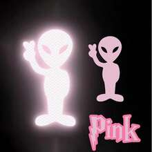 Alien Peace Sign High Reflective Sticker, Maintain Distance Car Decal Suitable For Windows, Bumpers, Outdoor Use, Cars, Helmets, Motorcycles, Rear Windshield - one-size - View 2