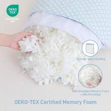Shredded Memory Foam Cooling Soft Pillows King Size Set Of 2, Adjustable Hypoallergenic Hotel Quality Bed Pillow For Side, Back And Stomach Sleeper, Bamboo Viscose Cover, Oeko-TEX Certified - King (Pack Of 2)_ - View 6