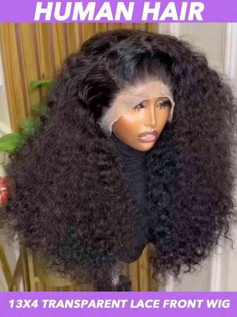 Curly Lace Front Wig Human Hair Human Lace Wig13x4 Jerry Curly Transparent Lace Frontal Wig With Baby Hair Pre Plucked 8 - 30 Inch Curly Wigs For Women 250 Density Glueless Brazilian Lace Front Wigs Human Hair