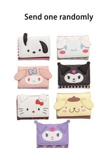 Sanrio 1/2/3 Peças, Carteira de Aparência de Alto Nível Sanrio Oficialmente Autorizada, Hello Kitty, Kurumi, Cachorro Yugua, Cachorro Pudding, Melodi, Carteira do Cachorro Pudding, Estilo Jovem de Cor Dopamínica, Adequada para Carregar Durante Viagens, Conveniente para Guardar Trocos Soltos, Cartões Bancários, Carteiras de Motorista, Passaportes, O Melhor Presente para Amigas