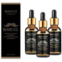 3 botellas de aceite para barba con aroma cítrico que contiene biotina y cafeína. - Negro - Ver 7