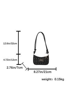 Nueva bolsa de mujer de moda casual, de un solo hombro, de PU en color negro/caqui/café, con lazo y herrajes metálicos, bolsa para monedas y bolsa de maquillaje