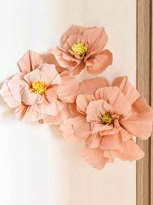 3 piezas de Flores de papel arrugado para decoración, manualidades de boda y decoración del hogar, flores de papel de color rosa pálido para decoración de fondo de fiesta, adecuadas para decoración de pared, arco, San Valentín y ambiente festivo