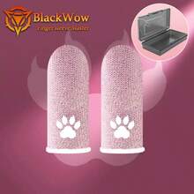 Rękawice BlackWow Couple Game Finger Sleeve - odporne na pot rękawiczki do ekranów dotykowych, odpowiednie do gier na smartfonach, z uroczym wzorem łapy kota, ergonomiczny uchwyt kciuka dla graczy, rękawiczki do gier, akcesoria do gier mobilnych, projekt knebla, elastyczne rękawy na palce - Różowy - Zobacz 8