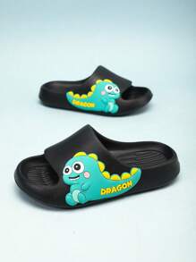 EVA Children's Dinosaur Cartoon Slippers, Lightweight Non-Slip Soft Sole, Casual House Slides, Quick-Dry, Simple Solid Color Thick Sole, Unisex Kids Beach Sandals