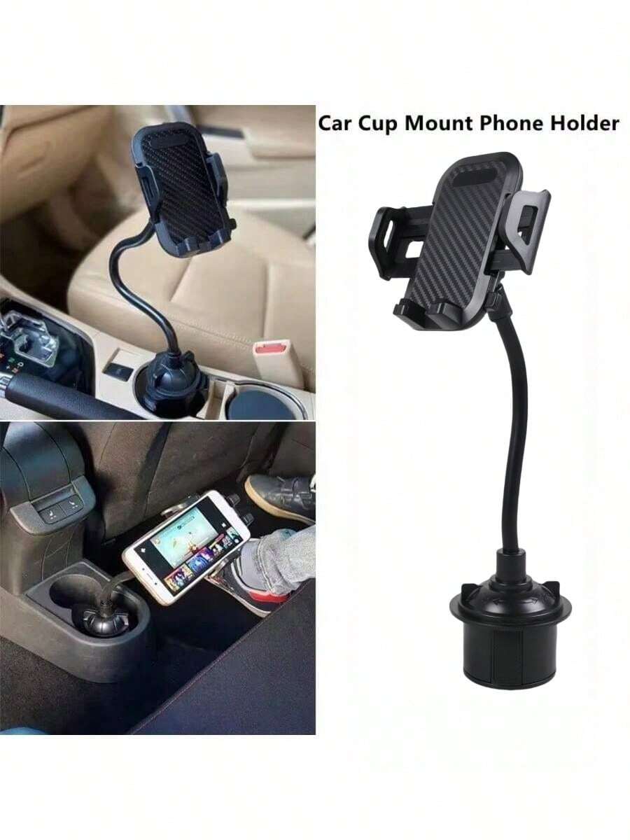 1 件车载杯架手机支架，可调节多角度车载手机支架配件 - 黑色 - 查看 1