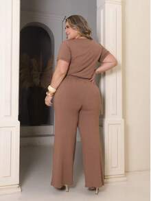 Women's Plus Size Set Of Sweatpants And Short-Sleeved Top - Mocha Mouse - View 6