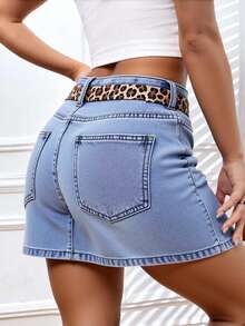 Mini falda de Mezclilla de Mujer  Casual - Celeste - Ver 3