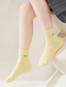 10 双女童混色荷叶边蝴蝶结及膝袜，适合幼儿、儿童、日常休闲，四季皆宜 - 彩色 - 查看 6