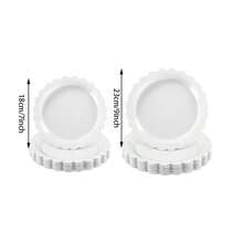 10pcs/20pcs/50pcs White Paper Plates 7 Inch White Scalloped Disposable Cake 9 Inch Dinner Plates For Wedding Babe Shower Birthday Party Supplies - White - View 2