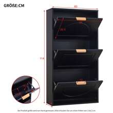Shoe Rack Narrow With 3 Flaps, Shoe Cabinet, Shoe Cabinet White Shoe Chest For Hallway Living Room, Black, Dimensions: 60 X 24 X 114 Cm