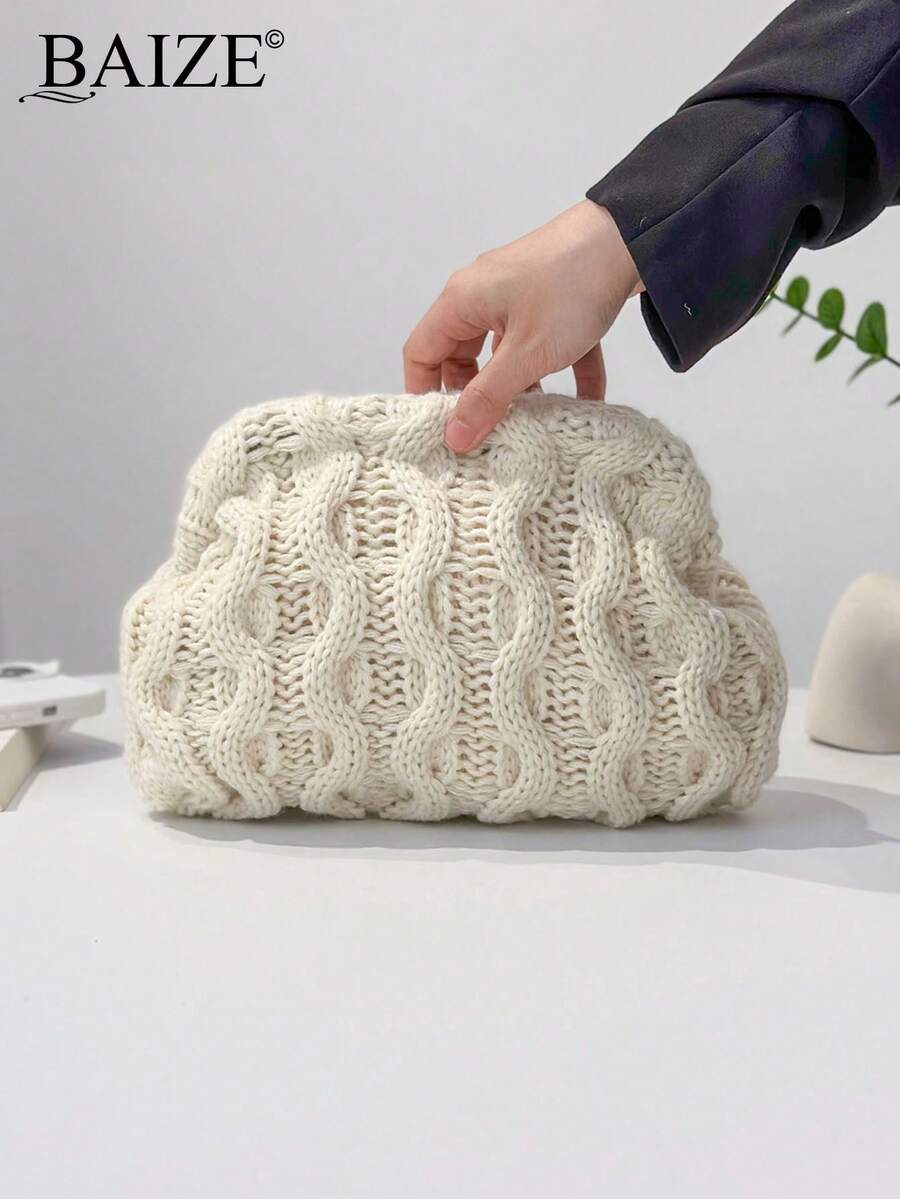 ENBEI BAIZE Elegant White Clutch Bag - Cosmetic Bag Large, Durable,White Bag, Bags For Women,Multipurpose Women's Beach Bag, Summer Wallet Elegant Women's Bag For Daily Use And Holiday Essentials Wedding Season Souvenir Bag, Summer Essentials, Travel Essentials, Teacher Gift - Beige - View 1