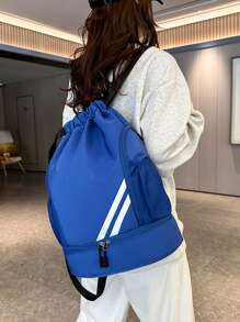 1 pieza Mochila con cordón de nailon, puede contener raqueta de bádminton, bolsa impermeable para entrenamiento de baloncesto, equipo y zapatos de fútbol, mochila ligera unisex para deportes al aire libre y fitness