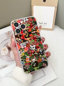 1 pieza Funda de teléfono con patrón de camuflaje de baloncesto multicolor transparente de TPU anti caídas compatible con iPhone 15/15Pro/15Plus/15ProMax/16/16Pro/16Plus/16ProMax, Galaxy S23 Ultra/A14/A24, Redmi Note 12 Pro, Pixel 8/8 Pro