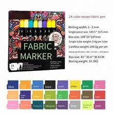 12/24pcs Fabric Markers, Washable, Colorful, Water-Based, DIY Graffiti Pens For Cloth Drawing School Supplies, Back To School - Multicolor - View 14