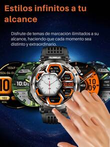 Smartwatch resistente con pantalla redonda grande de 1.7 pulgadas para hombres de la marca Effeokki, con llamadas inalámbricas, pantalla IPS, medición de altitud y presión atmosférica, brújula, linterna LED, batería de 600 mAh, resistente al agua IP68, talla grande de 100 modos deportivos y rastreador de actividad física compatible con iPhone y Android - Pantalla redonda/correa negra - Ver 11