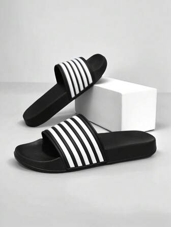 Dikke zool gestreepte slippers, unisex casual strand-, resort-, thuis- en vrijetijdsslippers, pantoffels voor koppels