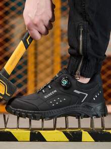 UMBURLLY 男式带扣钢头鞋，防砸、防刺穿，橡胶鞋底，工业建筑工作靴