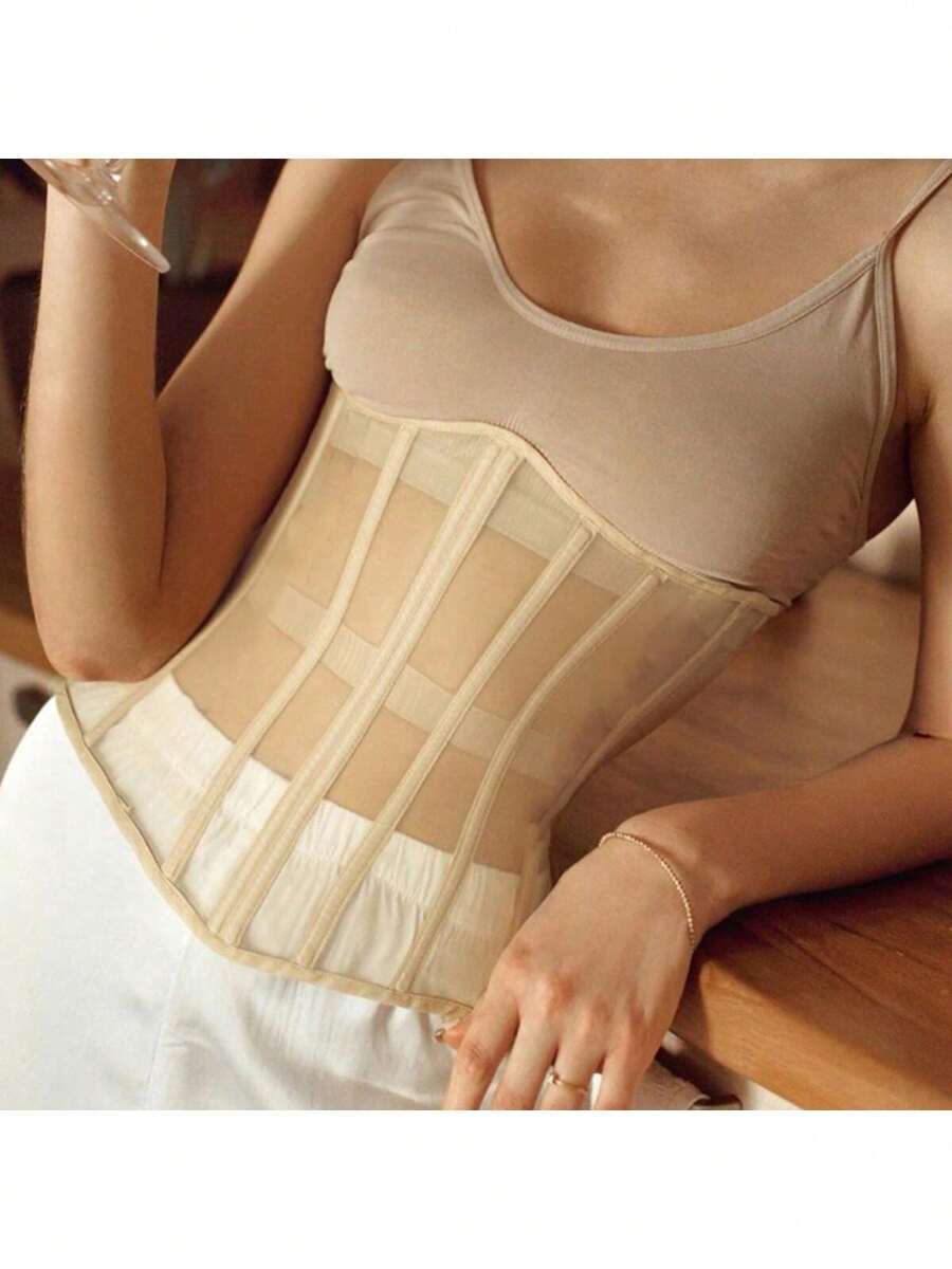 1pc Women's Tight Fit Sheer Mesh Waist Cincher Corset Halloween Costume