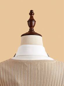 1 Pc High Quality Luxurious Sparkling Rhinestone Detachable Collar, Versatile Solid Color Elegant Polyester Collar, Suitable For Autumn/Winter - White - View 5