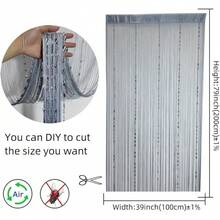 100cmX200cm Decorative Door String Curtain Beads Wall Panel Fringe Window Room Divider Blind For Wedding Coffee House Parts Door Divider Beads Tassel Screen Decoration (Colorfull 25) - 銀色 - 查看 2