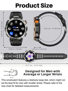 EFFEOKKI Effeokki 1.7 Inch Large Round Screen Rugged Smartwatch For Men With Wireless Calling, IPS Display, Altitude Air Pressure, Compass, LED Flashlight, 600mAh Large Battery, IP68 Waterproof, 100+ Sports Modes, Fitness Tracker Compatible With Iphone Android Phone