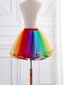 Neuer Regenbogen Tüllrock Lolita Bühnenauftritt Ballett Bonbonfarbe Rock mit Krinoline