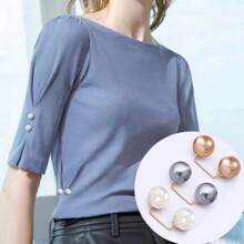 3 piezas de broches anti-exposición, alfileres simples e invisibles para fijar la ropa, pasadores decorativos versátiles para ajustar la longitud de la cintura de los pantalones, sin daños a la ropa sin coser, broches de perlas dobles, botones para ajustar la longitud del pantalón