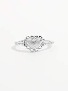 1pc Fashionable Classic 925 Sterling Silver Heart Shaped Ring, Suitable For Women's Daily Wear And Wedding