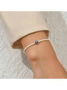 Personalized Evil Eye Bracelet, Creative Blue Eyes & Seed Bead String Bracelet, Popular Cross-Border E-Commerce Product
