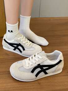 Solid Color Preppy Outdoor/Casual Athletic Shoes, Mesh Breathable Fashion Versatile , Lightweight Sneakers For Running, Gym Workout For Women