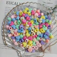 100pcs Solid Heart Shaped Large Hole Beads For DIY Children Bracelet, Necklace, Phone Charm, Acrylic Bead - Multicolor - View 5