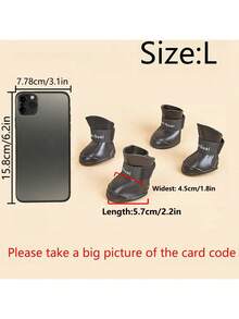 PETSIN 1 Set Black Rubber Waterproof Rain Boots For Dogs, Suitable For Daily Wear