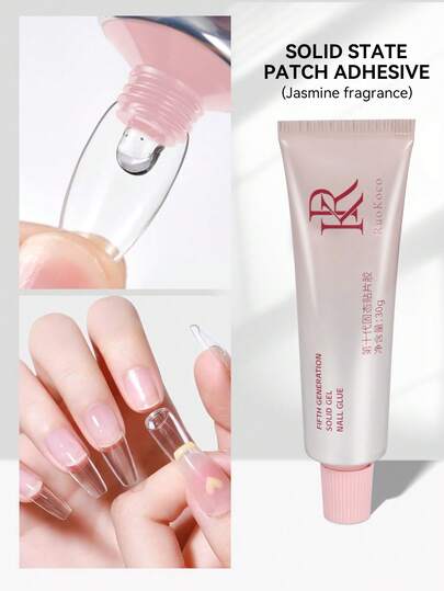 Ruokoco 1片30克固体指甲胶贴，专用指甲胶，超强粘性UV凝胶指甲贴，速干强力胶，适用于假指甲、亚克力凝胶，需使用UV/LED灯固化。