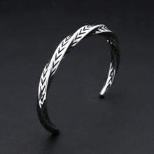 1pc Minimalist Vintage Stainless Steel Twisted Bangle, Suitable For Men And Women Daily Wear