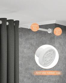 Tension Shower Curtain Rods No Drilling, 29 To 85 Inch, Spring Tension Curtain Rods For Windows, Adjustable Shower Rod For Bathroom, Heavy Duty Tension Rods Fits Various Wall Types, Black-Good - White - View 5