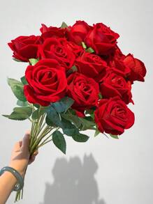 1/3/5/10/20pcs Red Rose Artificial Bridal Bouquet, Faux Flower Flower Arrangement Decoration, Fake Rose Artificial Rose For Valentine's Day Gifts, Wedding Party, Home Decoration, Birthday Gifts,Wedding Decorations,Fall Decor