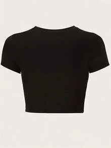 LocalY2K Women's Sexy Crop Top T-Shirt -  I Match Energy  Graphic Print Crew Neck Streetwear Tee, White & Blue Casual Summer Top For Women, Machine Washable Mother's Day Gift, Ladies T Shirts, Everyda - 黑色 - 查看 2