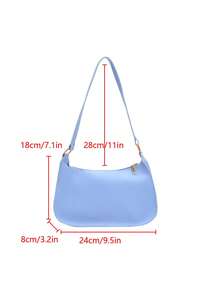 תיק כתף מינימליסטי עם רוכסן בצבע אחיד, תיק אופנתי בצורת סהר, תיק כתף עם רוכסן ארנק דמוי עור בצבע אחיד נרתיק הלבשה תחתונה בורדו, מתנה אידיאלית לשנה החדשה נרתיק הלבשה תחתונה אופנתי בצבע בורדו - כחול - ראה 9