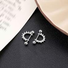 1 paire de boucles d'oreilles simples et en forme de U en zirconium cubique doré avec vis pour femmes