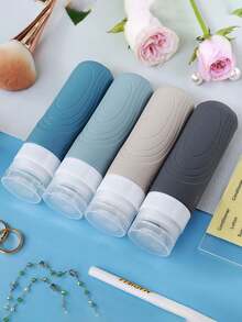 Travel Essentials 4-Piece Cosmetics Sub Package Travel Suit Lotion Shampoo Shower Gel Hose Bottle Macaron Flip Squeeze Bottle Travel Suit Portable Sub Package Suit Empty Bottle Lotion Shampoo Hose Home Bathroom Decor Fall Decor Back To School