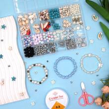1 Set 4-Layer Grid Style Multi-Element Beaded Jewelry Casual Style Unique Combination, Comes With Gloves And Various Tools, Summer Style Accessories, Street INS Jewelry, Letter Beads, DIY Kit For Family, Auxiliary DIY Tools