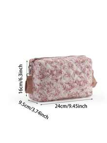 1pc Ditsy Floral Pattern Portable Diaper Bag, Can Be Hung On Baby Stroller