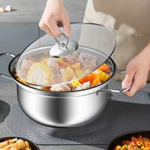 15-Piece Stainless Steel Induction Cookware Set With Visual Lid, Stock Pot, Dishwasher Safe Pot, Scale, Glass Lid For Soups, Pasta, Stews, Boiling And Simmering Deep Cookware Kitchen Utensils Outdoor General Holiday Gifts