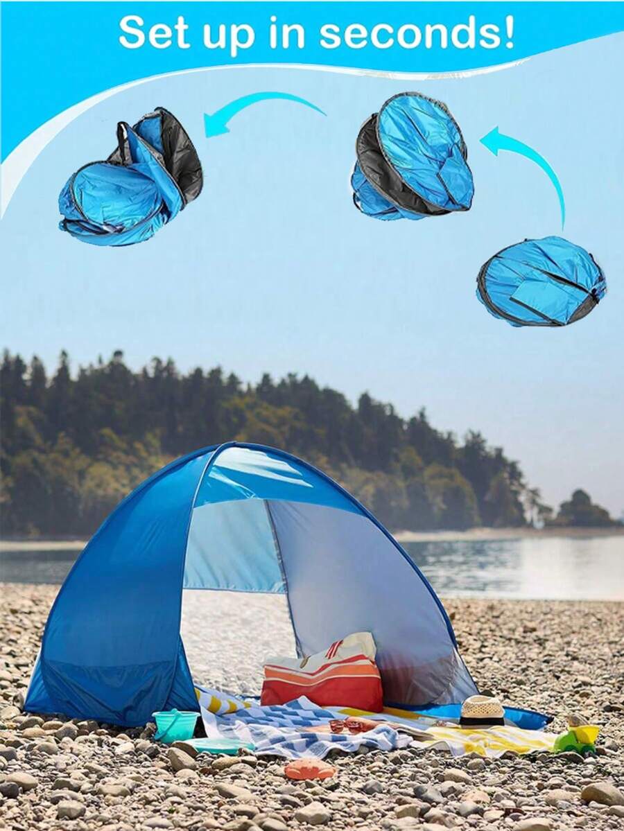 Carpa de playa emergente ligera y duradera, proporciona protección UPF 50+ contra los rayos UV. Incluye 4 estacas de anclaje. ¡Gran regalo para Navidad, Halloween, Acción de Gracias!