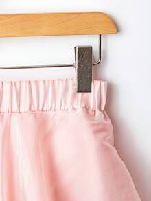 Women's Elegant Solid Color Asymmetric Hem Skirt - Pink - View 4