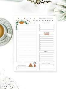 Trees 1pc Magnetic Fridge Planner, 52 Pages Magnetic Meal Planner, Durable Back, Shopping List, Ideal For Kitchen Organization, Meal Planning, Family Planning, Reminders And Fridge Notes - Multicolor - View 1