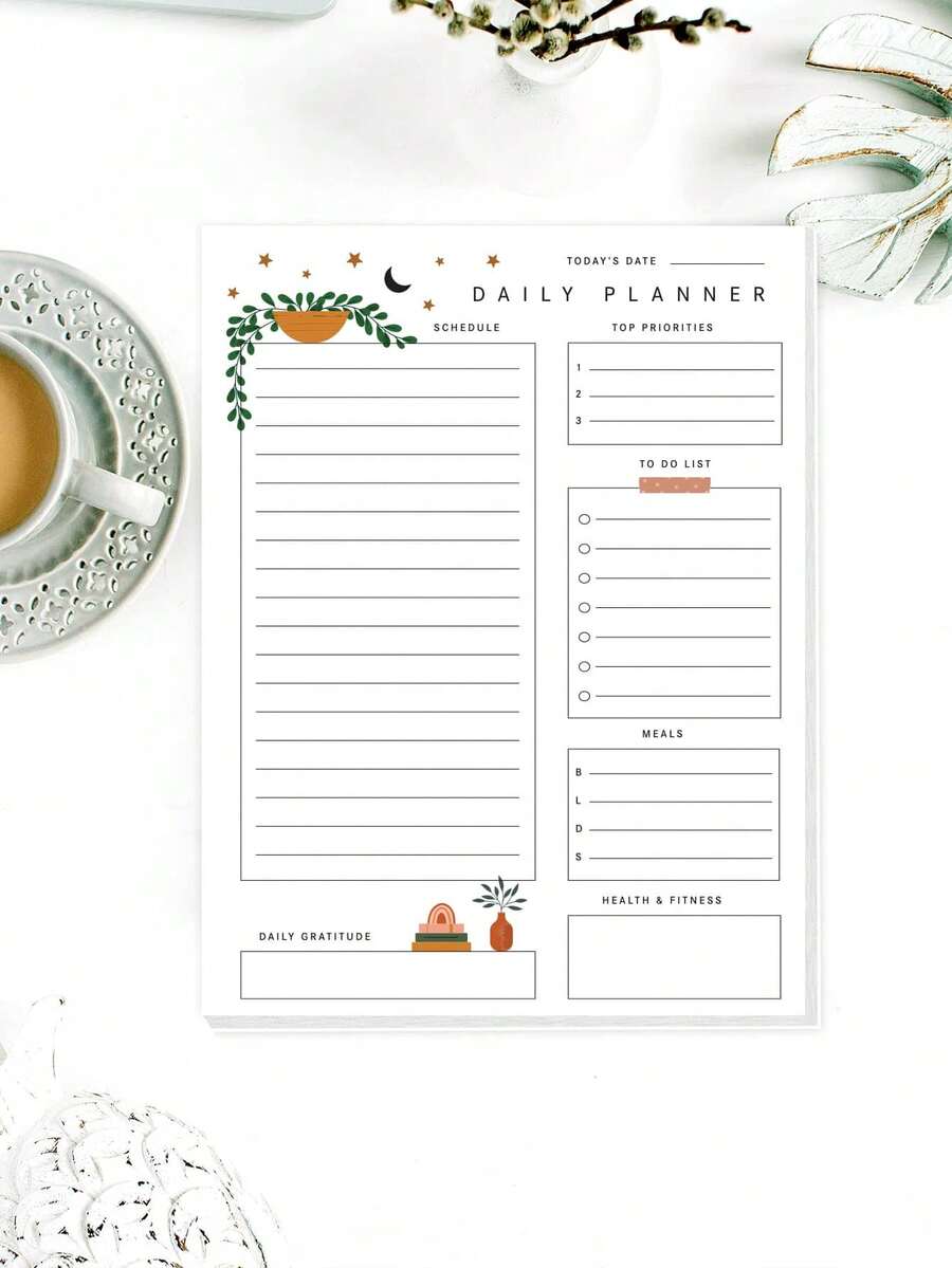 Trees 1pc Magnetic Fridge Planner, 52 Pages Magnetic Meal Planner, Durable Back, Shopping List, Ideal For Kitchen Organization, Meal Planning, Family Planning, Reminders And Fridge Notes - Multicolor - View 1